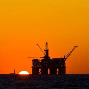 An image of a oil rig at sea